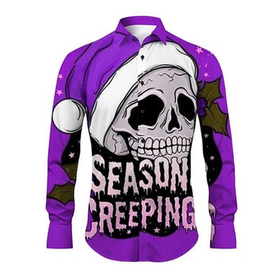 Φεστιβάλ Άγιου Βασίλη Πουκάμισο 3d Print Hot Έκπτωση Χριστουγεννιάτικο μακρυμάνικο πουκάμισο Party Ανδρικό πουκάμισο 3d Print Casual Fashion Ανδρικά ρούχα