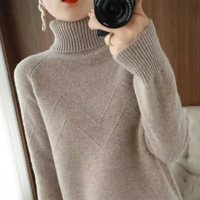 Γυναικείο πουλόβερ με ζιβάγκο 2024 Φθινοπωρινό μακρυμάνικο λεπτό ελαστικό κορεάτικο απλό βασικό φθηνό μπλουζάκι μονόχρωμο μπλουζάκι