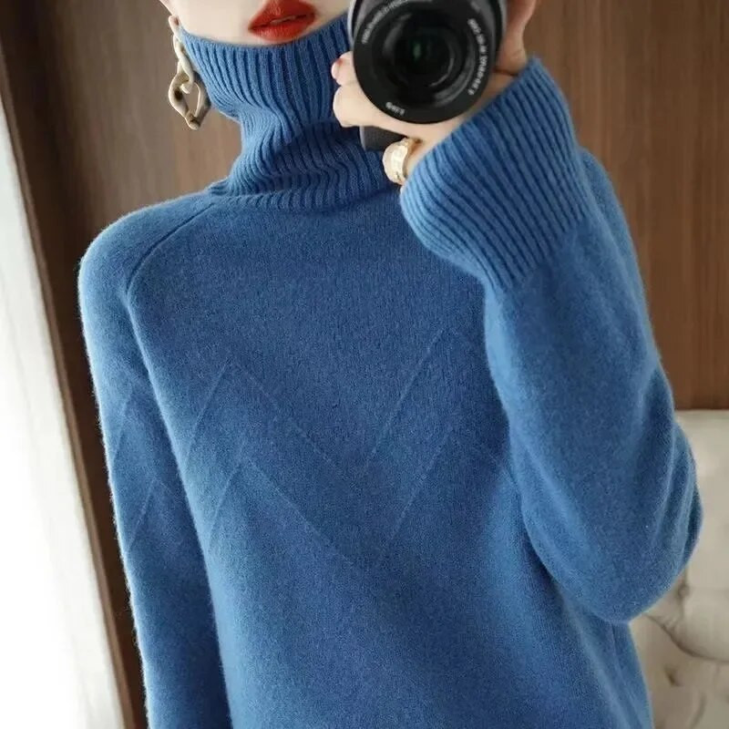 Γυναικείο πουλόβερ με ζιβάγκο 2024 Φθινοπωρινό μακρυμάνικο λεπτό ελαστικό κορεάτικο απλό βασικό φθηνό μπλουζάκι μονόχρωμο μπλουζάκι
