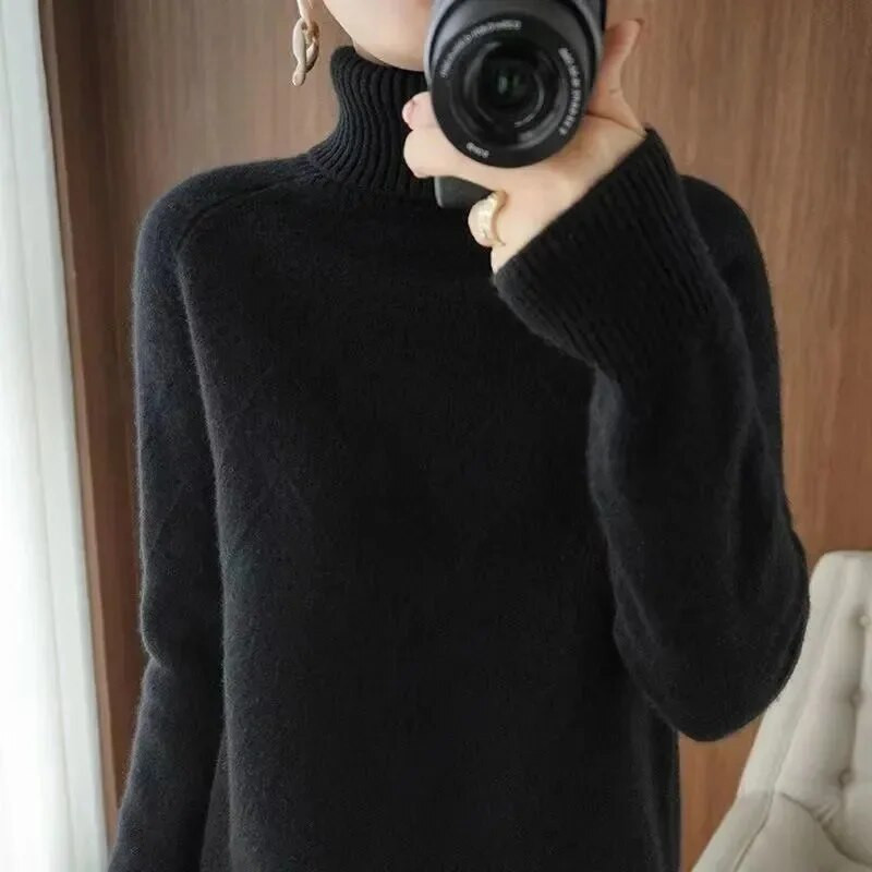 Γυναικείο πουλόβερ με ζιβάγκο 2024 Φθινοπωρινό μακρυμάνικο λεπτό ελαστικό κορεάτικο απλό βασικό φθηνό μπλουζάκι μονόχρωμο μπλουζάκι
