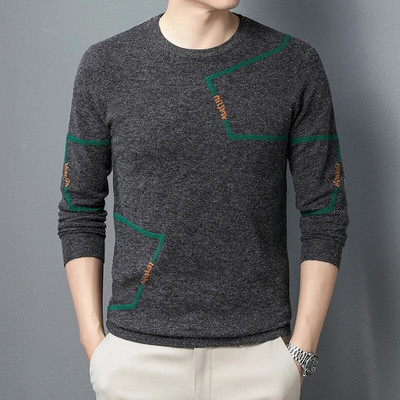 2023 Φθινόπωρο και Χειμώνας Νέο Ζεστό Πουλόβερ Ανδρικό Πλεκτό Μόδα Πουλόβερ Αντίθεσης Χρώματος Κορεατικού στυλ Stretch Top