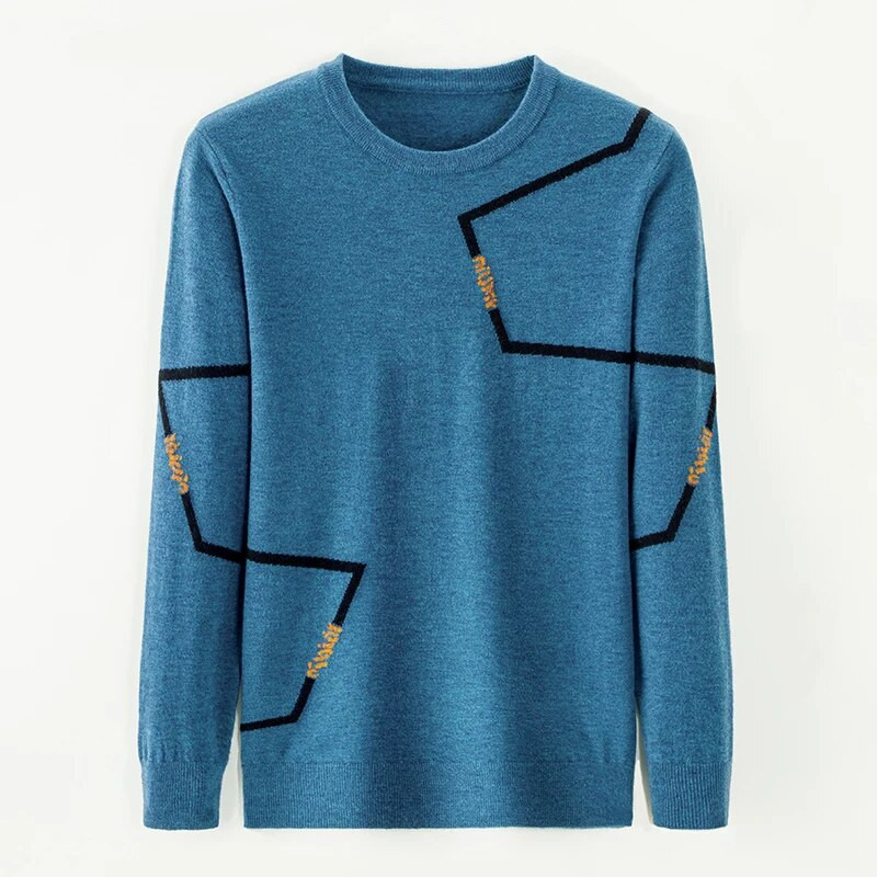 2023 Φθινόπωρο και Χειμώνας Νέο Ζεστό Πουλόβερ Ανδρικό Πλεκτό Μόδα Πουλόβερ Αντίθεσης Χρώματος Κορεατικού στυλ Stretch Top