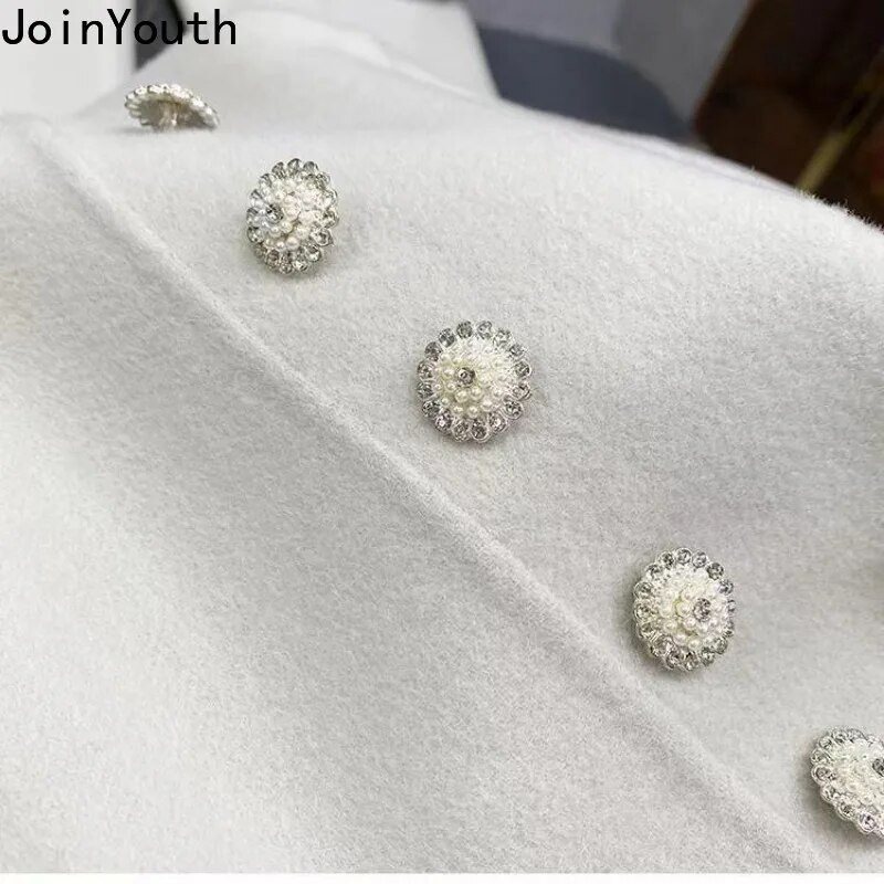 2023. Novi donji dio Debele vunene hlače širokih nogavica Ženske ravne hlače visokog struka Tunika s dvostrukim kopčanjem Vintage Pantalon Femme