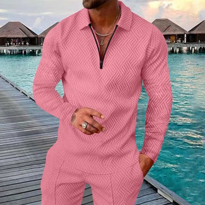 2022-es új férfi alkalmi, nyomtatott hosszú ujjú cipzáras póló Férfi őszi légáteresztő kényelmes retro 3D nyomott póló S-3X