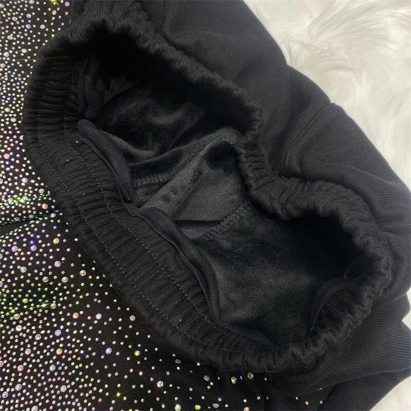 Hot Rhinestones melegítőnadrág nőknek alkalmi színes, rugalmas derékbő nadrágok Hárem nadrág Rajzfilm strasszos nadrág női