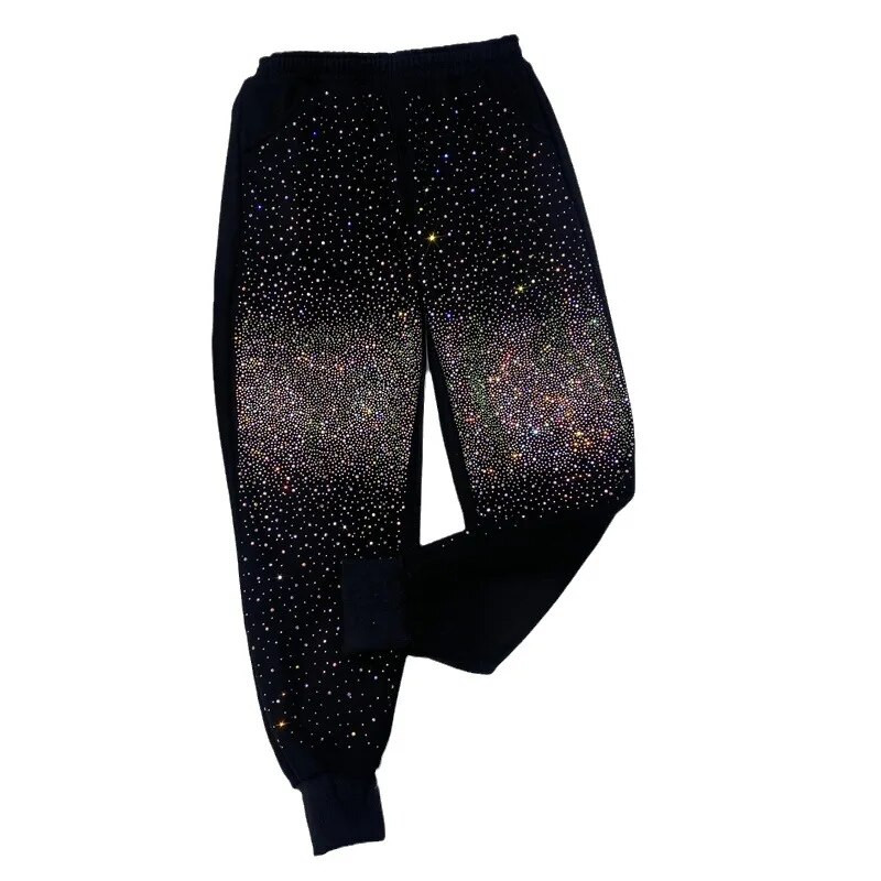 Hot Rhinestones melegítőnadrág nőknek alkalmi színes, rugalmas derékbő nadrágok Hárem nadrág Rajzfilm strasszos nadrág női