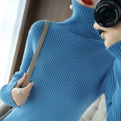 2023. gada jauns sieviešu adīšanas džemperis, džemperis ar garām piedurknēm, apakšējais krekls, tievs džemperis ar apkakli Rudens ziema, mīksta blūze, džemperi