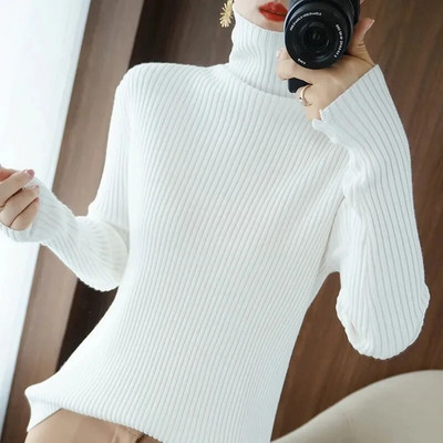 2023. gada jauns sieviešu adīšanas džemperis, džemperis ar garām piedurknēm, apakšējais krekls, tievs džemperis ar apkakli Rudens ziema, mīksta blūze, džemperi