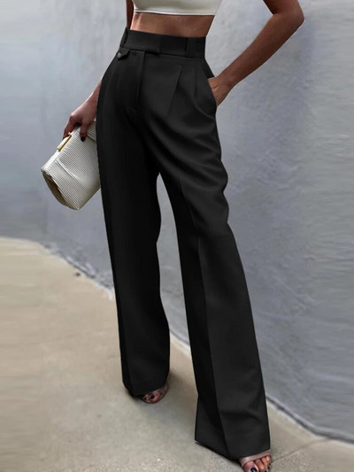 ZANZEA gadījuma sievietēm daudzpusīgas bikses Elegantas ar augstu vidukli kroku Ielu apģērba bikses Masīvas modes biroja sieviešu platas bikses