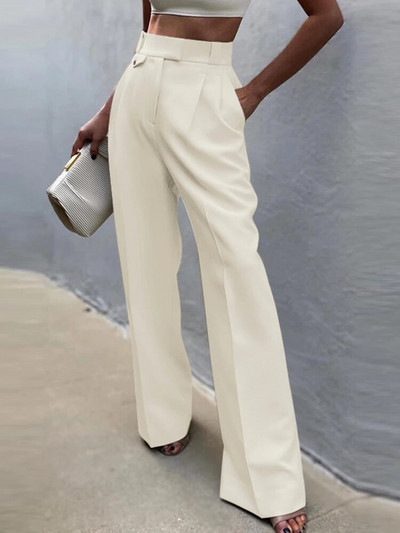 ZANZEA gadījuma sievietēm daudzpusīgas bikses Elegantas ar augstu vidukli kroku Ielu apģērba bikses Masīvas modes biroja sieviešu platas bikses