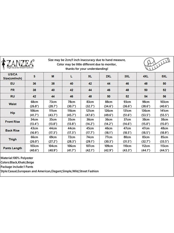 ZANZEA gadījuma sievietēm daudzpusīgas bikses Elegantas ar augstu vidukli kroku Ielu apģērba bikses Masīvas modes biroja sieviešu platas bikses