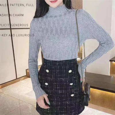 2023. ősz és tél, új női pulóver, kasmír garbó, kötött pulóver koreai divatos, puha pulóverek, női felső