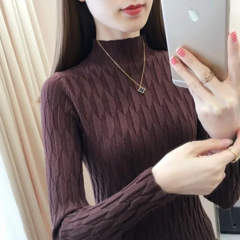 2023. ősz és tél, új női pulóver, kasmír garbó, kötött pulóver koreai divatos, puha pulóverek, női felső