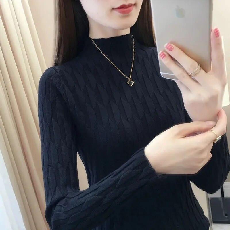 2023. ősz és tél, új női pulóver, kasmír garbó, kötött pulóver koreai divatos, puha pulóverek, női felső