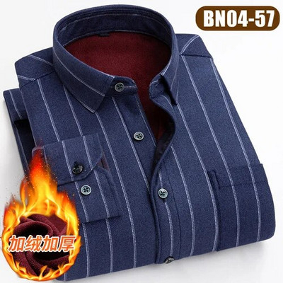 Ziemas jauns rūtains krekls ar garām piedurknēm vīriešu vienrindas kvadrātveida apkakles polsterēti krekli Fashion Slim Camisa vīriešu skapītis M-4XL 5XL