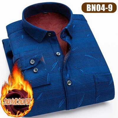 Ziemas jauns rūtains krekls ar garām piedurknēm vīriešu vienrindas kvadrātveida apkakles polsterēti krekli Fashion Slim Camisa vīriešu skapītis M-4XL 5XL