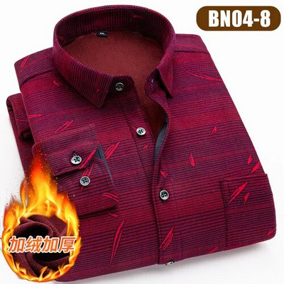 Ziemas jauns rūtains krekls ar garām piedurknēm vīriešu vienrindas kvadrātveida apkakles polsterēti krekli Fashion Slim Camisa vīriešu skapītis M-4XL 5XL