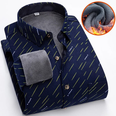 Ziemas jauns rūtains krekls ar garām piedurknēm vīriešu vienrindas kvadrātveida apkakles polsterēti krekli Fashion Slim Camisa vīriešu skapītis M-4XL 5XL