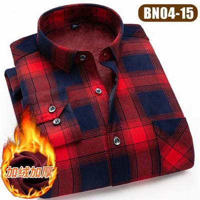 Ziemas jauns rūtains krekls ar garām piedurknēm vīriešu vienrindas kvadrātveida apkakles polsterēti krekli Fashion Slim Camisa vīriešu skapītis M-4XL 5XL