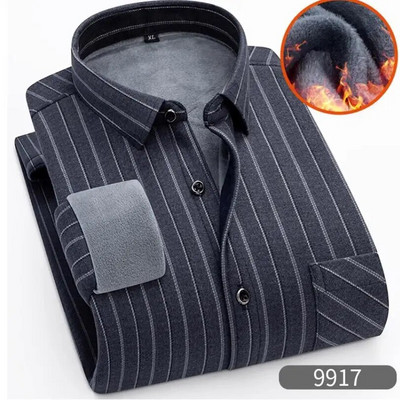 Ziemas jauns rūtains krekls ar garām piedurknēm vīriešu vienrindas kvadrātveida apkakles polsterēti krekli Fashion Slim Camisa vīriešu skapītis M-4XL 5XL