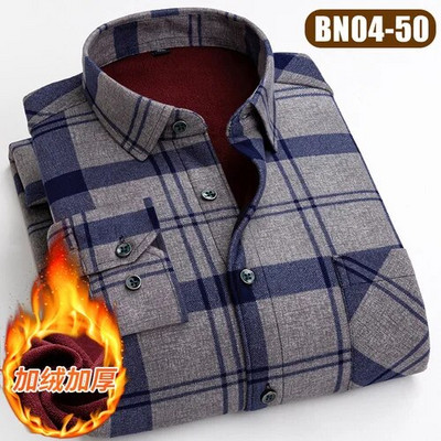 Ziemas jauns rūtains krekls ar garām piedurknēm vīriešu vienrindas kvadrātveida apkakles polsterēti krekli Fashion Slim Camisa vīriešu skapītis M-4XL 5XL