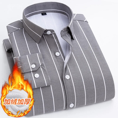 Ziemas jauns rūtains krekls ar garām piedurknēm vīriešu vienrindas kvadrātveida apkakles polsterēti krekli Fashion Slim Camisa vīriešu skapītis M-4XL 5XL