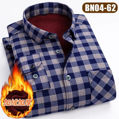 Ziemas jauns rūtains krekls ar garām piedurknēm vīriešu vienrindas kvadrātveida apkakles polsterēti krekli Fashion Slim Camisa vīriešu skapītis M-4XL 5XL