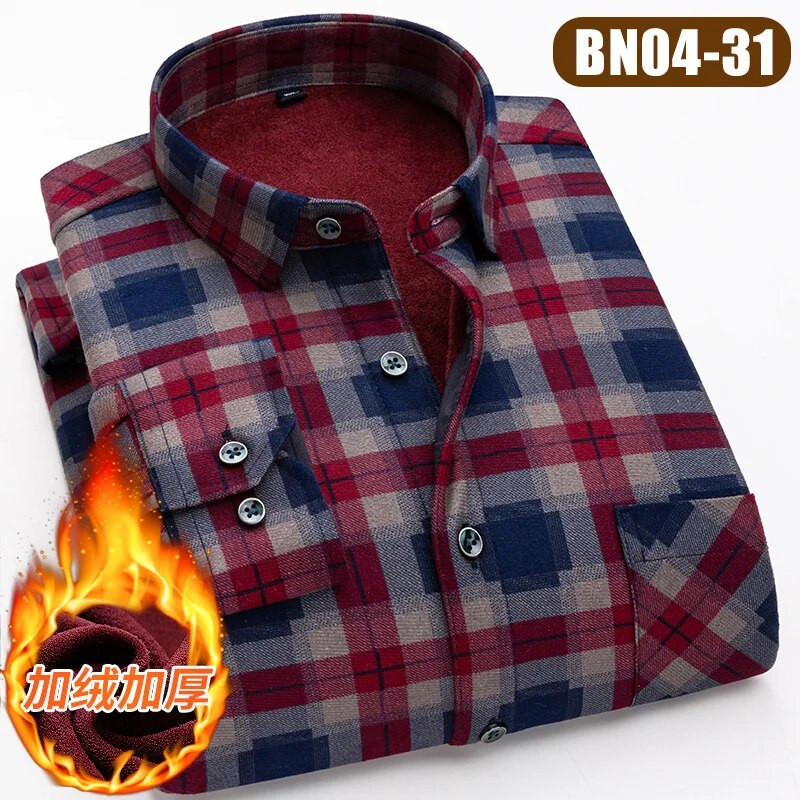 Ziemas jauns rūtains krekls ar garām piedurknēm vīriešu vienrindas kvadrātveida apkakles polsterēti krekli Fashion Slim Camisa vīriešu skapītis M-4XL 5XL