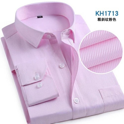 Ružičasta pamučna košulja dugih rukava od kepera Muške jednoredne košulje na rever Poslovne uredske muške plavoljubičaste bijele majice/košulje S-5XL