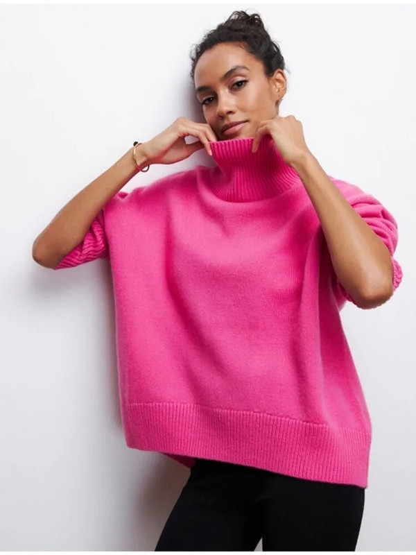 Masīvs bruņurupuču džemperis ar garām piedurknēm sievietēm Modes, eleganti džemperi ar garām piedurknēm, 2023. gada rudens ziemas ikdienas brīvs ielas apģērba augšdaļa