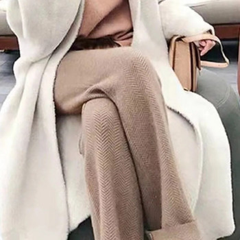 Φθινοπωρινό Χειμώνα Φαρδύ μάλλινο παντελόνι χοντρό μόδας Casual γραφείο-γυναικείο παντελόνι Παντελόνι ψηλόμεσο παντελόνι Pantalones 29359