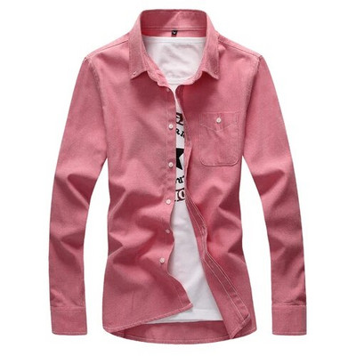 Oxford Spinning Fabric hosszú ujjú ing Férfi gombos gallér Egysoros pamut ingek Fashion Slim Camisa Férfi Chemise