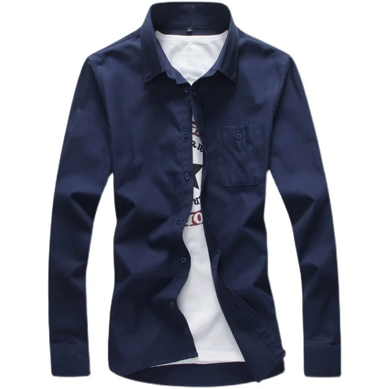 Oxford Spinning Fabric hosszú ujjú ing Férfi gombos gallér Egysoros pamut ingek Fashion Slim Camisa Férfi Chemise