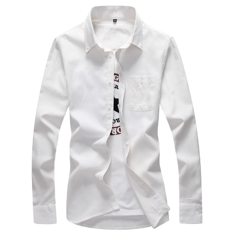 Oxford Spinning Fabric hosszú ujjú ing Férfi gombos gallér Egysoros pamut ingek Fashion Slim Camisa Férfi Chemise