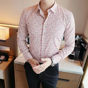 Vienrindas krekls ar garām piedurknēm ar apdruku Vīriešu modes plāni kokvilnas krekli Hawaiian Beach Man Top Camisa liela izmēra S-5XL Chemise