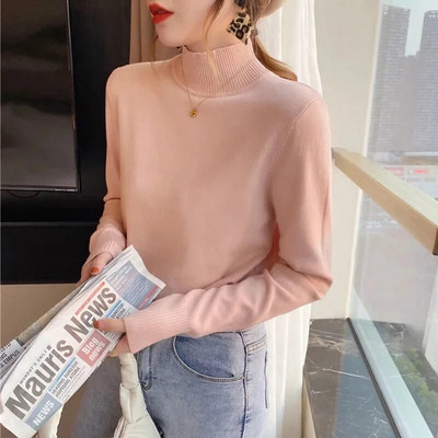 2023 Νέα Γυναικεία πουλόβερ με ζιβάγκο χειμωνιάτικα Πουλόβερ από μαλακό κασμίρ, ελαστικά πουλόβερ πλεκτά Λεπτό Βασικό πουλόβερ Pull Femme