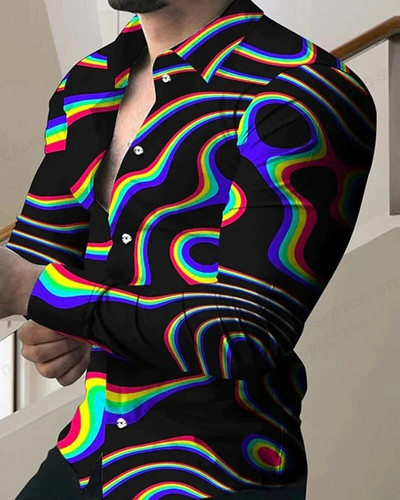 Lightning Χαβάης πουκάμισα Floral 3d printed πουκάμισα Ανδρικά πουκάμισα μόδας μακρυμάνικο Casual μπλούζα παραλίας μπλούζα πέτο Ανδρικά ρούχα