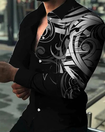 Lightning Χαβάης πουκάμισα Floral 3d printed πουκάμισα Ανδρικά πουκάμισα μόδας μακρυμάνικο Casual μπλούζα παραλίας μπλούζα πέτο Ανδρικά ρούχα