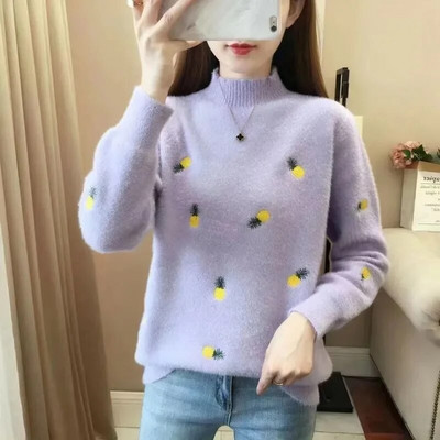 Νέο φθινοπωρινό ζιβάγκο 2023 Γυναικείο πουλόβερ Λεπτό χοντρό πλέξιμο Χειμερινό πουλόβερ ελαστικές μαλακές μπλούζες Φθινοπωρινά βελούδινα πλεκτά πουλόβερ