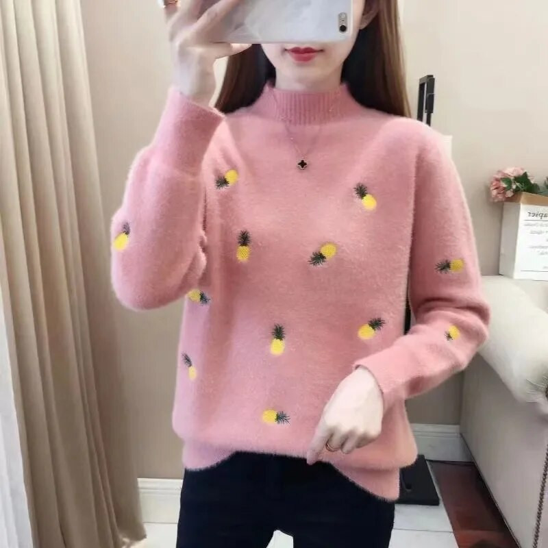 Νέο φθινοπωρινό ζιβάγκο 2023 Γυναικείο πουλόβερ Λεπτό χοντρό πλέξιμο Χειμερινό πουλόβερ ελαστικές μαλακές μπλούζες Φθινοπωρινά βελούδινα πλεκτά πουλόβερ