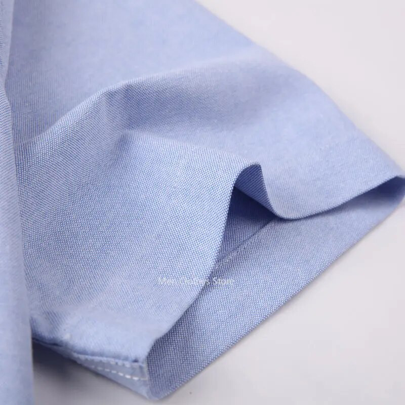 Vīriešu Oksfordas kvadrātveida apkakle ar īsām piedurknēm, rūtaini, svītraini vasaras ikdienas krekli ar vienu kabatu ērts kokvilnas krekls