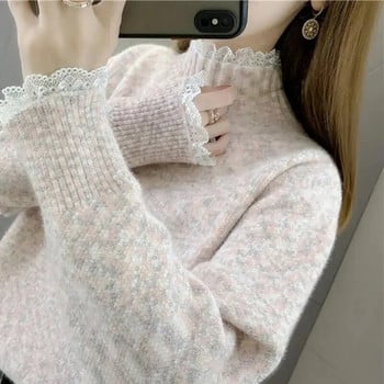 Дамски пуловер 2023 Есен Зимна водолазка Slim Top Femme Chandails Pull Hiver Дамски топ с дълъг ръкав Canale