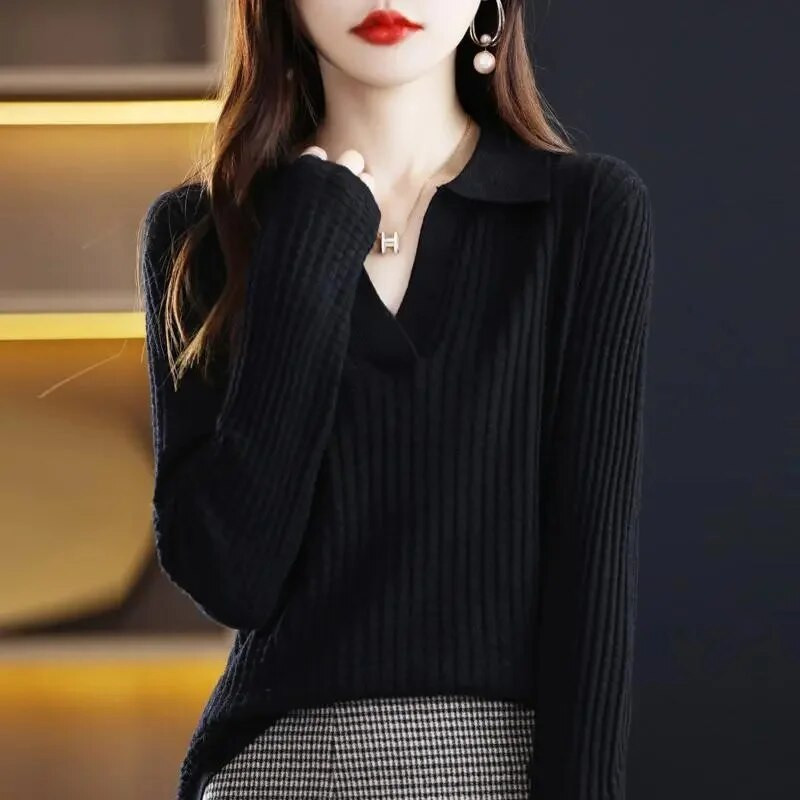 2023. gada jauns sieviešu džemperis, korejiešu džemperis, brīvs, ciets, garām piedurknēm, ikdienas rudens ziemas biezi, silti trikotāžas džemperi