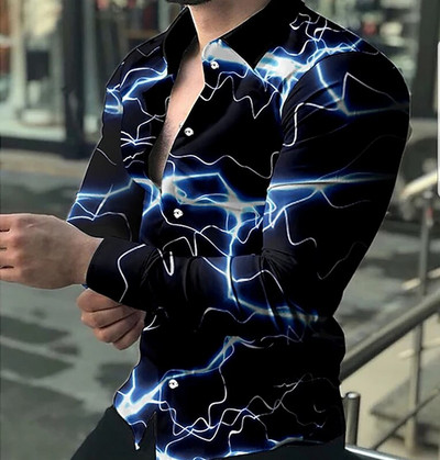 Jauni Retro vīriešu krekli Ikdienas krekli Viegli luksusa rakstu apdrukas topi ar garām piedurknēm vīriešu apģērbi jaciņas krekls XS-8XL