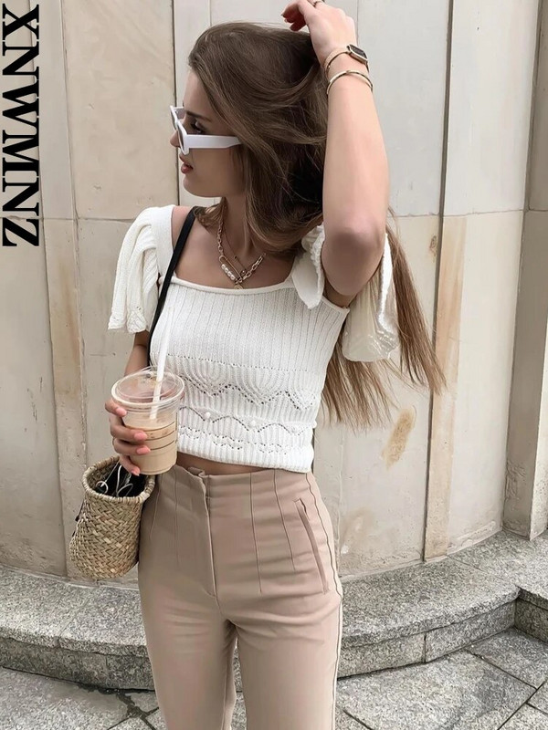 XNWMNZ Pavasara rudens bikšu kostīmi Bikses ar augstu vidukli Sievietēm Mode Biroja smilškrāsas bikses Eleganta poga Rāvējslēdzējs Eleganta ikdienas sieviešu bikses