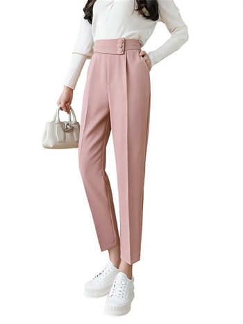 Seoulish 2023 Νέο φθινοπωρινό επίσημο γυναικείο παντελόνι χαρέμι Κομψά κουμπιά Ψηλόμεση casual ρούχα εργασίας Μασίφ κομψά παντελόνια γυναικεία άνοιξη