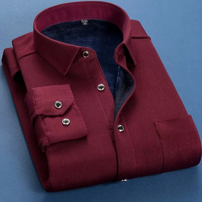 Rudens ziemas vīriešu vilnas siltais krekls Modes vienkrāsains garām piedurknēm biznesa krekls rūtaini biezi silti krekli NS5517