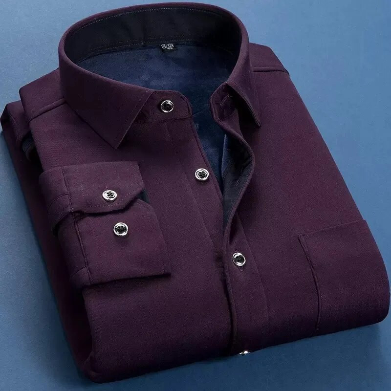 Rudens ziemas vīriešu vilnas siltais krekls Modes vienkrāsains garām piedurknēm biznesa krekls rūtaini biezi silti krekli NS5517