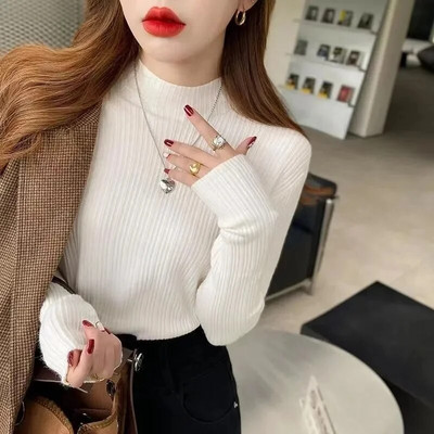 Sieviešu ziemas džemperis ar bruņurupuču apkakli, plāni, garām piedurknēm, silti, adīti džemperi Eleganti vienkrāsaini sieviešu džemperi, mīksti, elastīgi džemperi