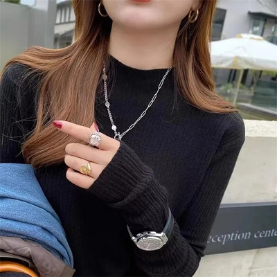 Sieviešu ziemas džemperis ar bruņurupuču apkakli, plāni, garām piedurknēm, silti, adīti džemperi Eleganti vienkrāsaini sieviešu džemperi, mīksti, elastīgi džemperi